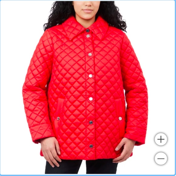 NWT Anne Klein Women's Ladies' Mid Weight Quilted Button Up Jacket, Red XXL 2XL - Picture 3 of 16